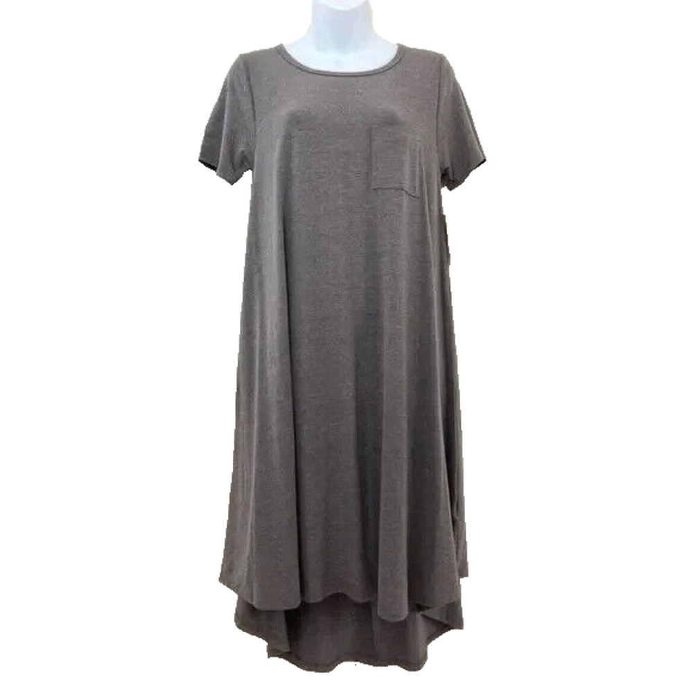 NWT LuLaRoe Carly Swing Dress Women Size XS | Solid Heather Gray | High Low Hem